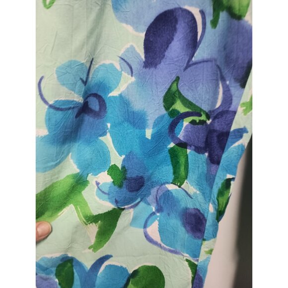 Vintage Jams World Womens Wide Leg Pants Small Blue Floral Crop Beach BOHO - Picture 3 of 8